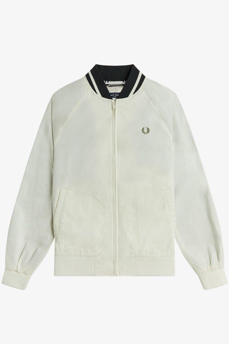 Geaca Barbati Fred Perry Tenis Bomber Albi | RO 1263QMAZ